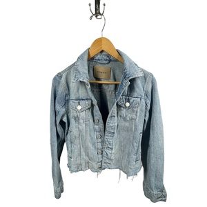 BlankNYC Light Wash Distressed Button Jean Jacket